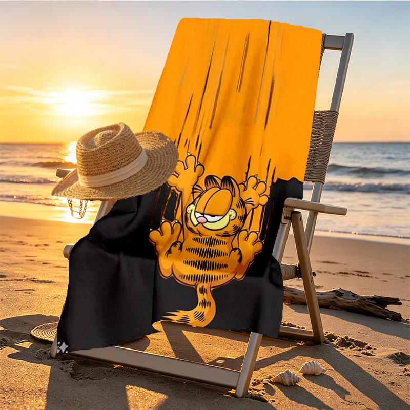 Garfield Print Beach Towel Design, Soft, Lightweight. for Home Bathroom, Spa, Pool, Yoga, Surfing, Camping, Gift for Family, Friend