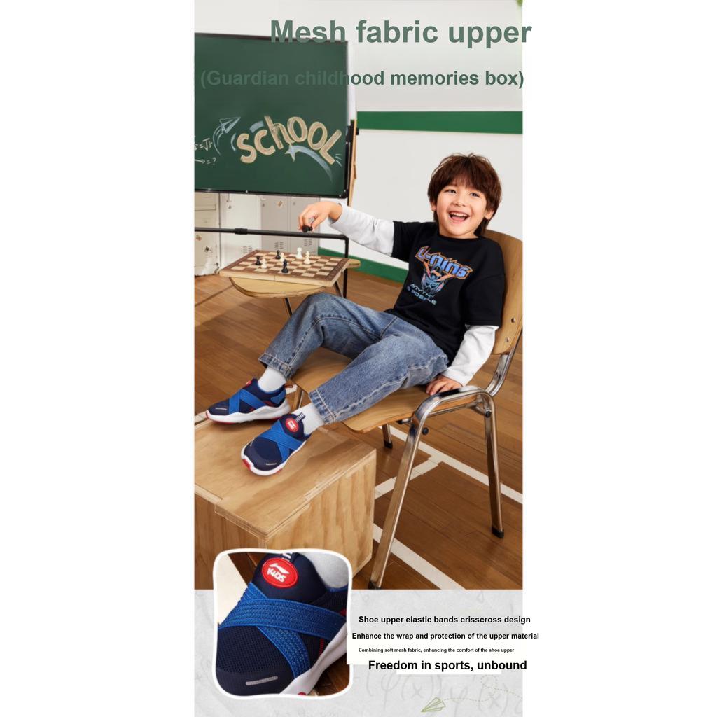 Li Ning Kids Fashion Versatile Shock Absorption Rebound Low-Top Casual Shoes Kids Sneaker Blue YKNU120-3