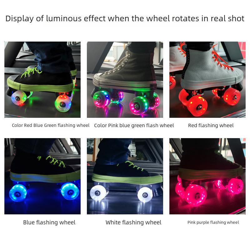 Luminous Double-Row Roller Skates with Colorful Wheels & PU Shock-Absorbing Outdoor Skates
