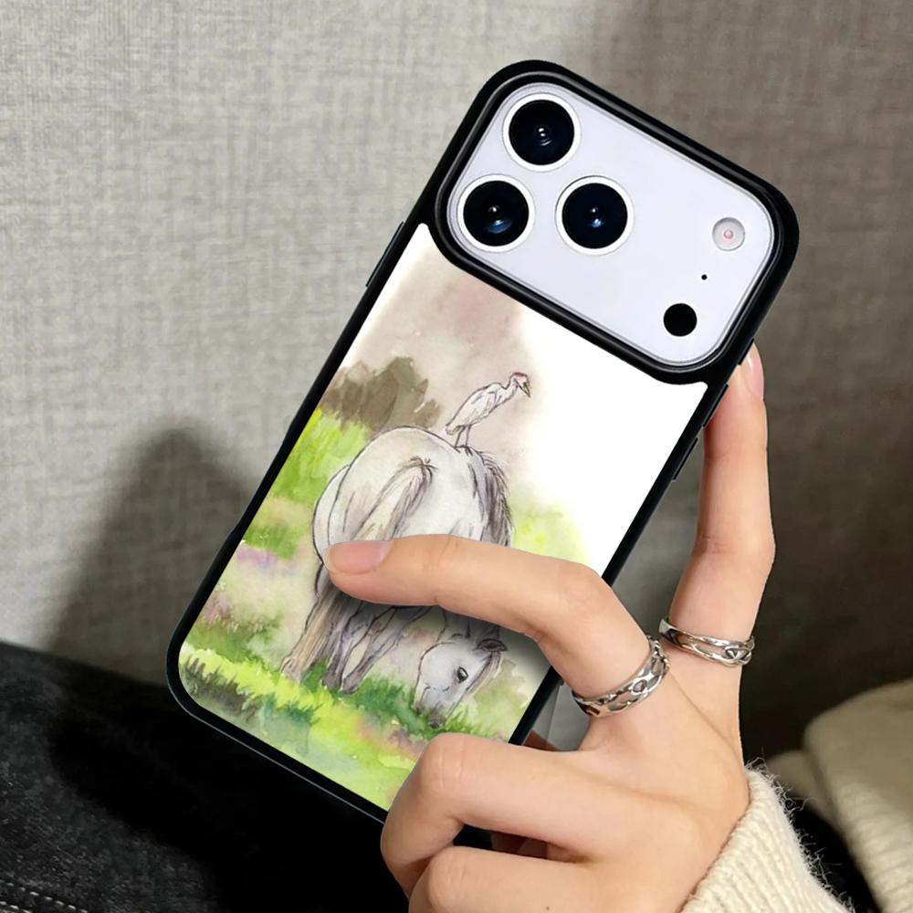 Чехол Case для iPhone 17 Air 16 Pro Max 15 Plus 11 13 Mini 14 12 Задняя крышка телефона Картина животного Лошадь