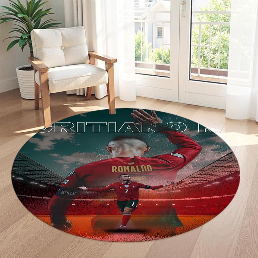 Ronaldo's Round Floor Mat Design for Balcony Bedrooms Kitchen Dormitory Antislip Round Carpet Office home decor Spiritual Gift
