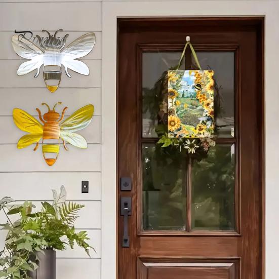 Металлическая пчела настенное украшение 3D пчела художественная работа настенная скульптура медоносная пчела внутреннее наружное украшение для двора сада дома фермерского дома