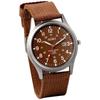 Arabic Imitation Military Luminous Large Nylon Brown Men's Wristwatch, Waterproof, Luminous Numerals, Watch, Outdoor, 24-Hour Pointer, Quartz, Dial,