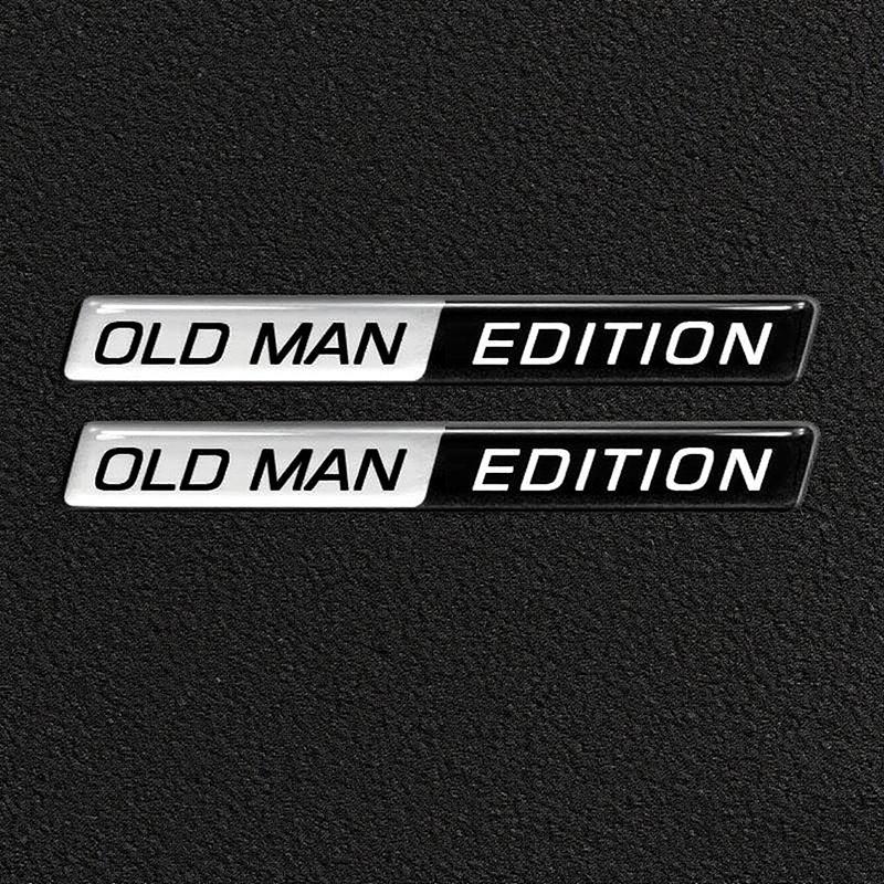 2pcs Old Man Edition 3D Emblem Sticker Badge Fender Funny Old Man Edition Decals Car Replacement Door Decoration for Universal