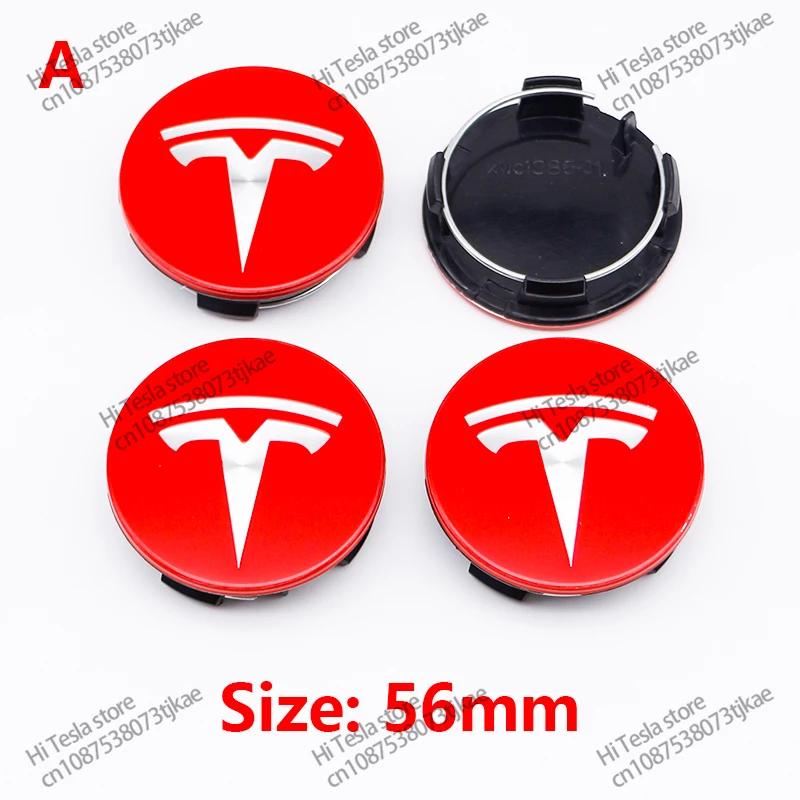 ahsgp6 56mm 4 Piece Wheel Tire Center Cap Logo for Tesla Original Hub Caps Model3 Model Y Model S X High Quality Auto Accessories
