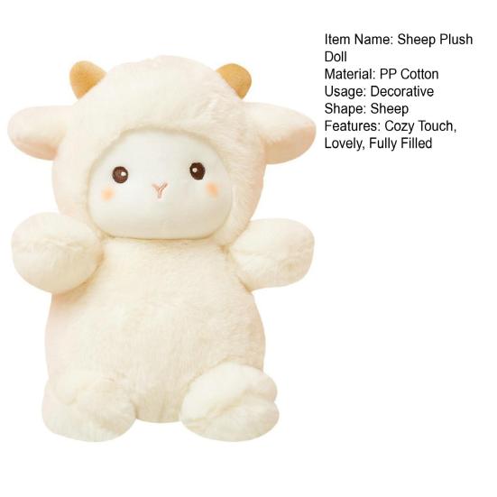 Овца, плюшевая кукла, полипропилен, хлопок, полностью заполненная, супер милая кукла-ягненок, плюшевый орнамент, спальный компаньон, мягкая мультяшная кукла-овца на день рождения