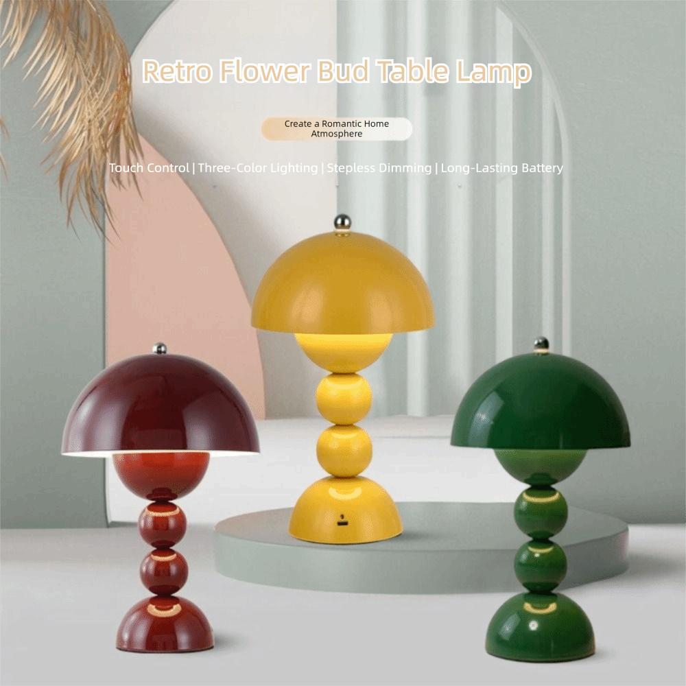 Tri Color Dimming Table Lamp Mushroom Flower Bud Night Light Creative Decor Light  Restaurants