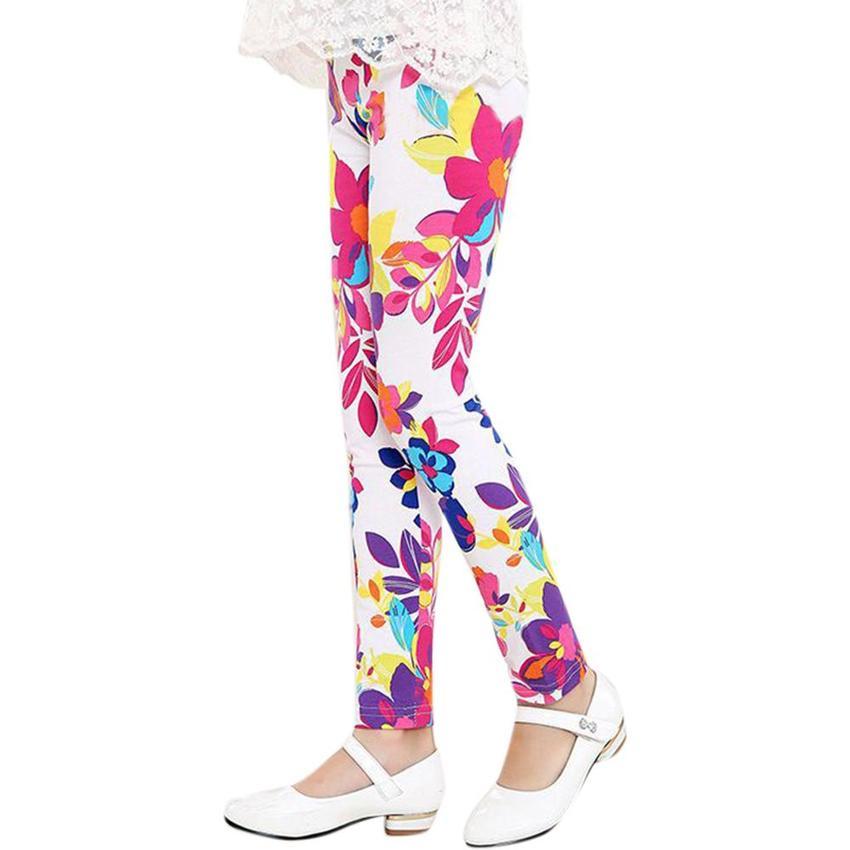 Slim Girls Printed Leggings Kids Casual Long Pants Outdoor Children All Match Trousers