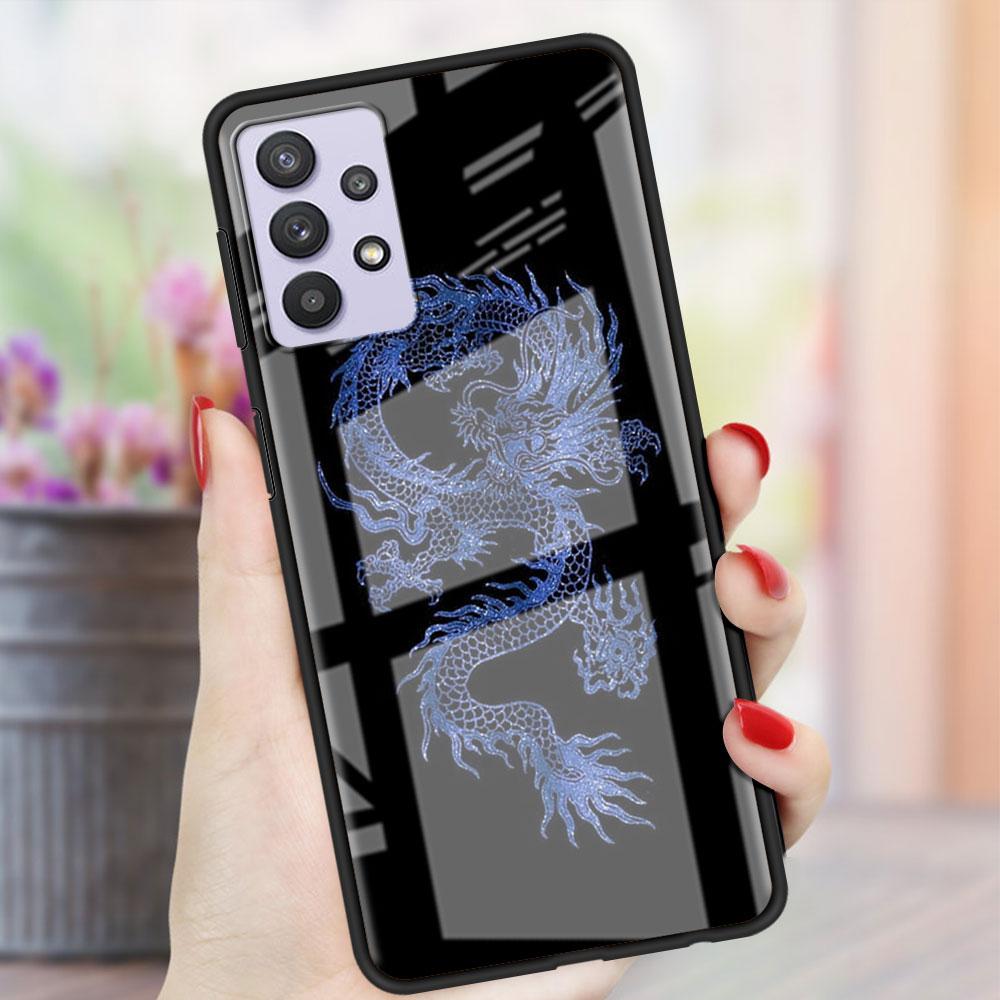 Чехол Dragon Animal Glass для Samsung Galaxy A52 A71 A50 A51 A70 A21s A31 A72 A10 A12 A30 A22 5G Phone Cover