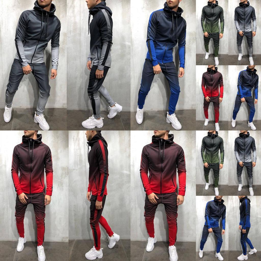 Премиальный мужской спортивный костюм-двойка: худи и джоггеры облегающего кроя с карманами на молнии