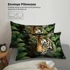 3pcs Tiger In the Jungle Pattern Bedding Set, 1 Duvet Cover and 2 Pillowcases, for Teenagers and Adults Bedroom, Birthday Gift