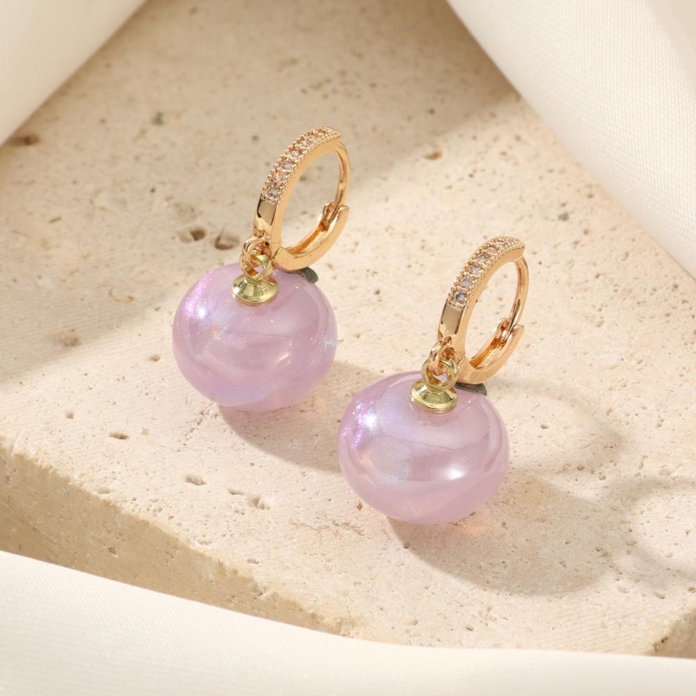 New Fashion Bread Round Big Pearl Dangle Earrings For Women Wedding Jewelry Gift Temperament Cubic Zirconia Eardrop