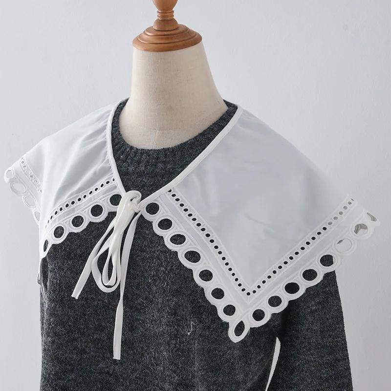 Накладной воротник с цветочной вышивкой для женщин, свитер, платье, рубашка, съемный воротник, шали, съемные банты, накидки на плечи, накидка