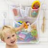 Hanging Bathroom Sundries Storage Bags with Suction Cup Punch-Free Baby Bath Bathing Supplies Toys Sorting Organization Mesh Bag