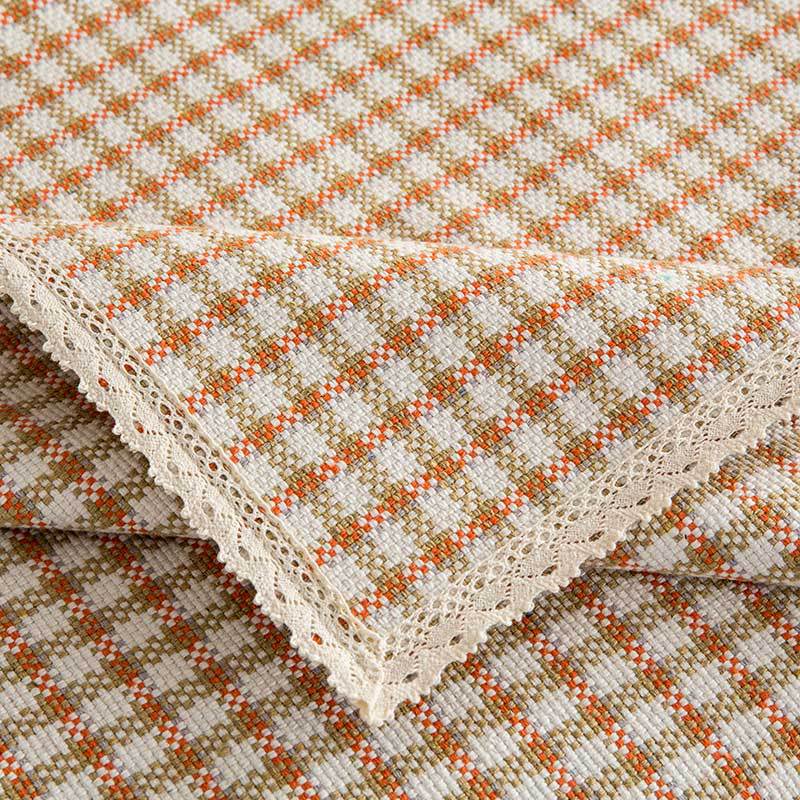Houndstooth Sofa Cushion Cotton Thread Orange Four Seasons Fabric Anti-slip Leather Sofa Cover Combination
