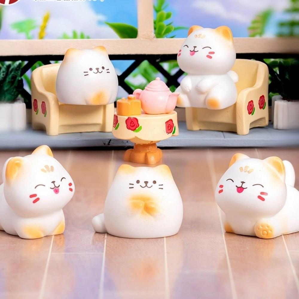 Wealth Cat Model Mini Resin Crafts Kawaii Animal Ornaments Cat Figurine Desktop Decoration
