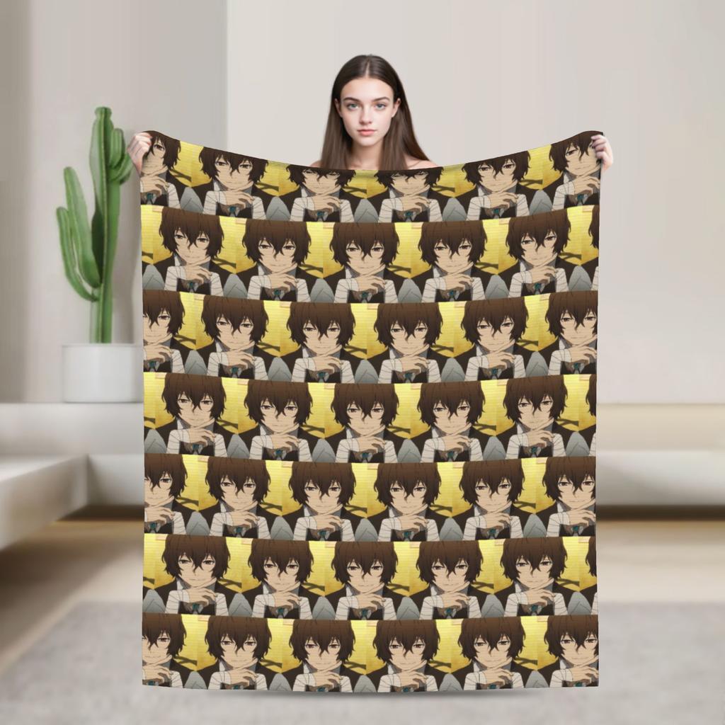Dazai Bungo Stray Dogs Blanket Flannel Printed Multifunction Super Warm Throw Blanket for Home Travel Quilt