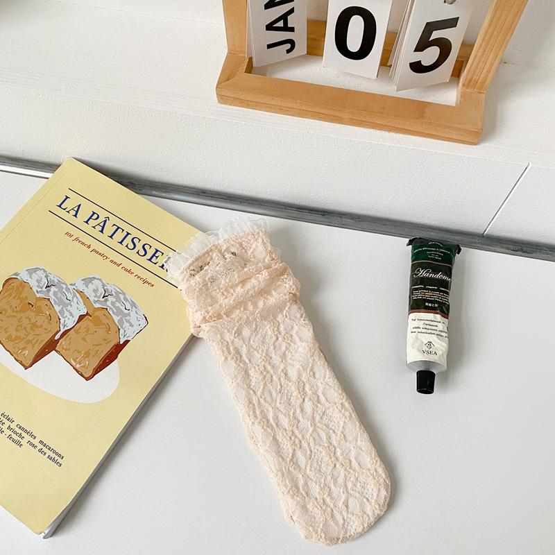 Сетчатые кружевные носки женские летние ажурные тонкие дышащие свободные длинные носки JK Lolita Sweet Girls Kawaii милые носки с оборками