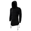 Men's Black Streetwear Zipper Hoodies Sweatshirts Hip Hop Casual Hooded Coat With Side Lashing Crossed Hoody Tracksuits