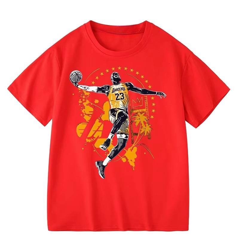 European and American Trendy Brand No. 23 James Dunk Illustration Commemorative Basketball Pure Cotton Top Short-sleeved T-shirt