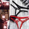 S-3XL Plus Size Women Bandage Hollow Out Thong Panties Lingerie T Back Transparent Lingerie Ladies Open Crotch Toy Panties Underwear Body Garter