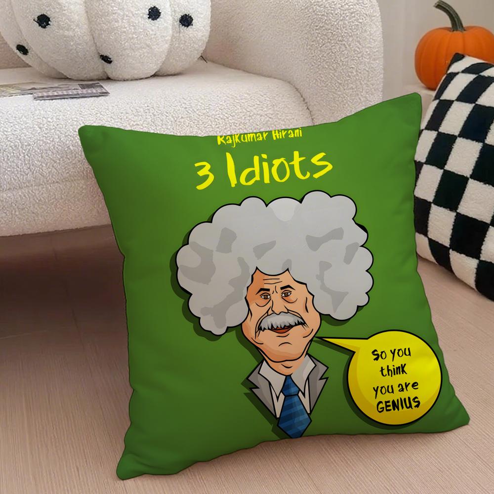 amusing three3 idiots Cushion Cover Throw Pillow Cover Hidden Button Durable Polyester Chair Cushion