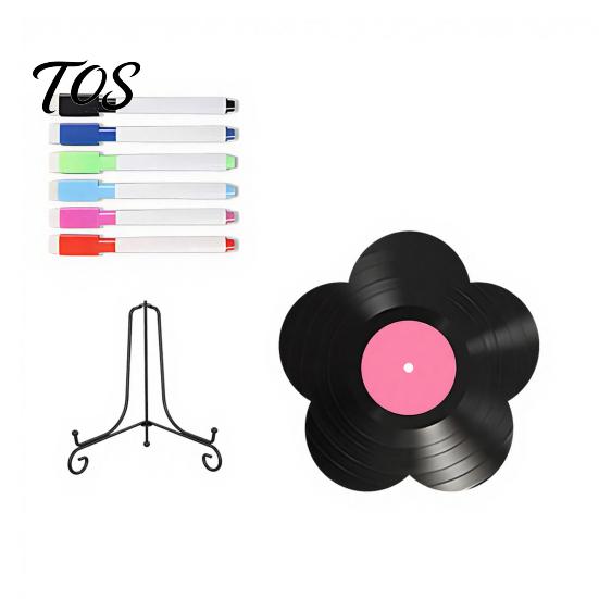 Creative Record Ornament Flower Vinyl Ornament, DIY Custom Board, with Shape Craft Display Stand Design, Personalized Birthday Anniversary Message