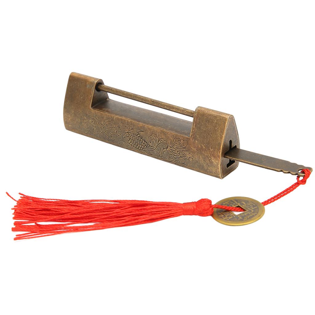 Латунный антикварный навесной замок с интервалом 5,9 см, изысканный нержавеющий китайский старый стиль, горизонтальный навесной замок в виде рыбы