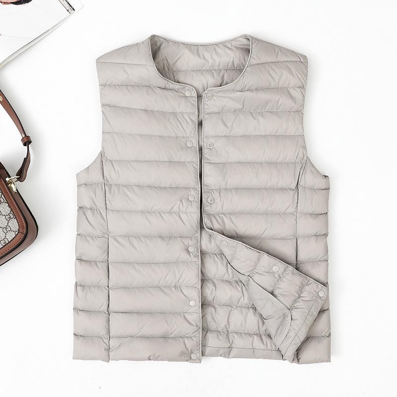 Женская 2025 Легкая Приталенная Куртка Пуховик с Коротким Круглым Вырезом - Теплая 90% Утиный Пух