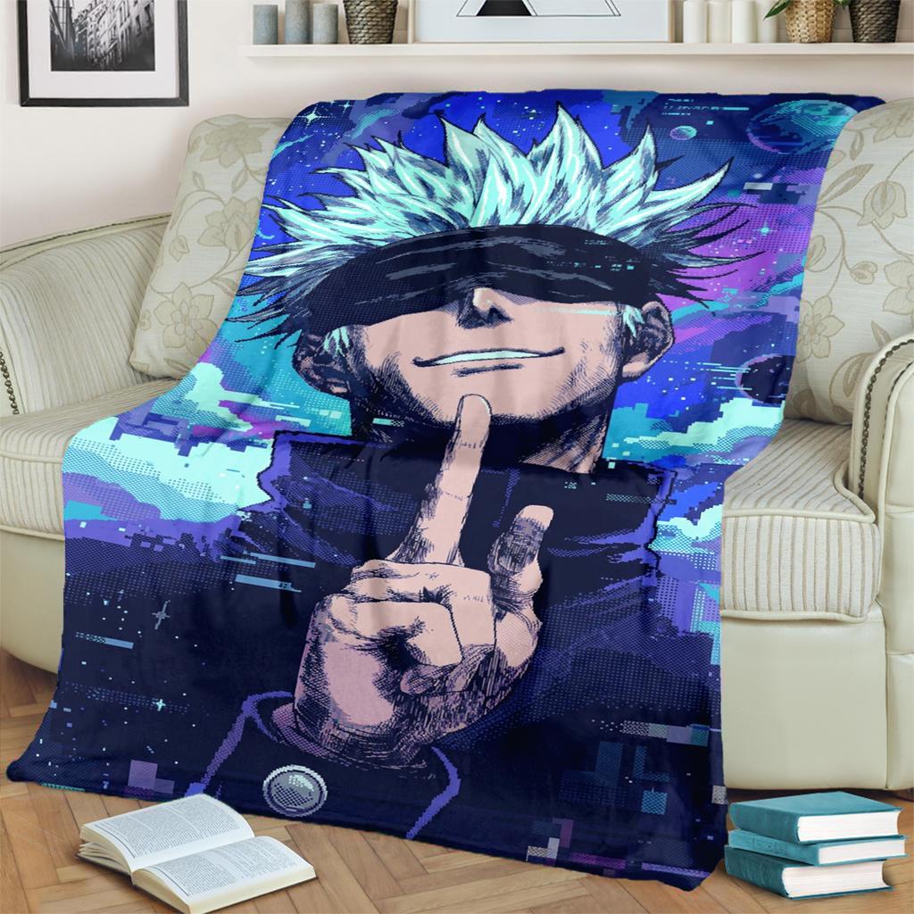Jujutsu Kaisen Themed Flannel Blanket Warm Comfortable for Bedrooms, Sofas, Beds, Chairs, Picnics, Travel