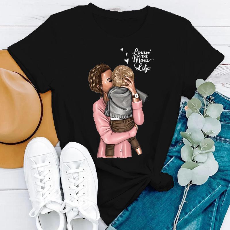 Простая женская одежда больших размеров с принтом на тему Дня матери, стильные женские футболки из чистого хлопка с круглым вырезом и короткими рукавами