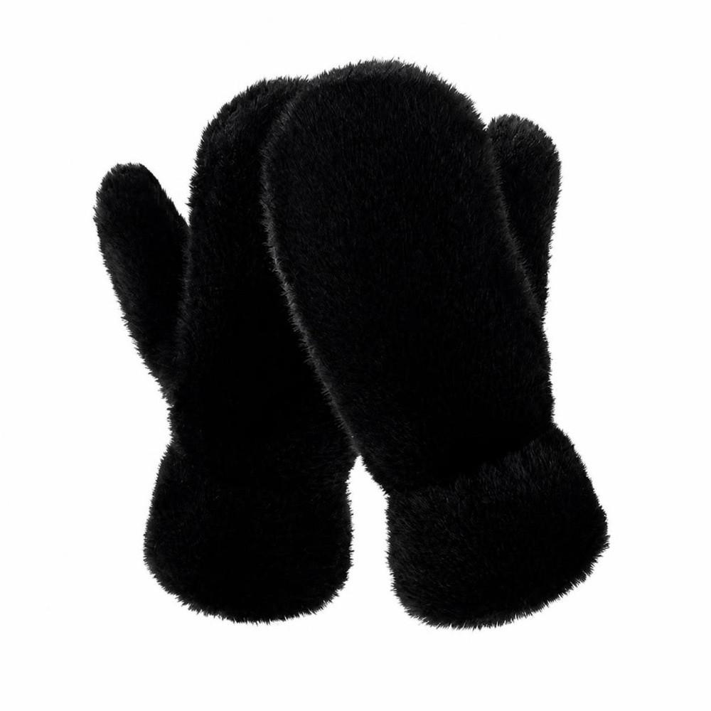 1pair Windproof Imitation Rabbit Fur Gloves Thickened Winter Mittens Simple Plush Gloves Women