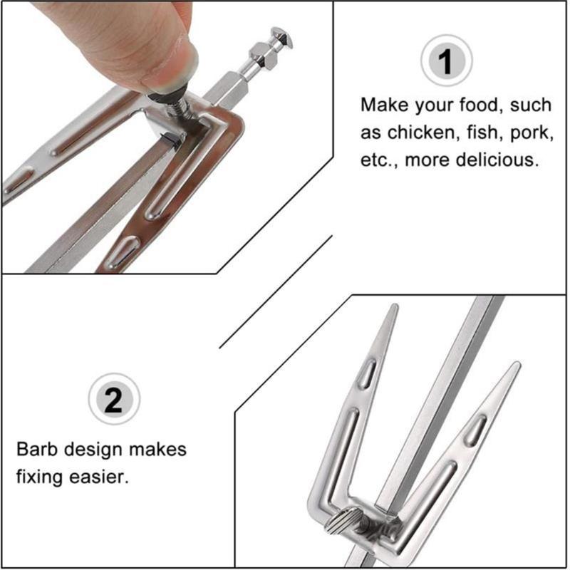 Вращающийся вертел для гриля Фритюрница Вилка для гриля Вилка для жарки курицы Шампур из нержавеющей стали Аксессуары для гриля во фритюрнице