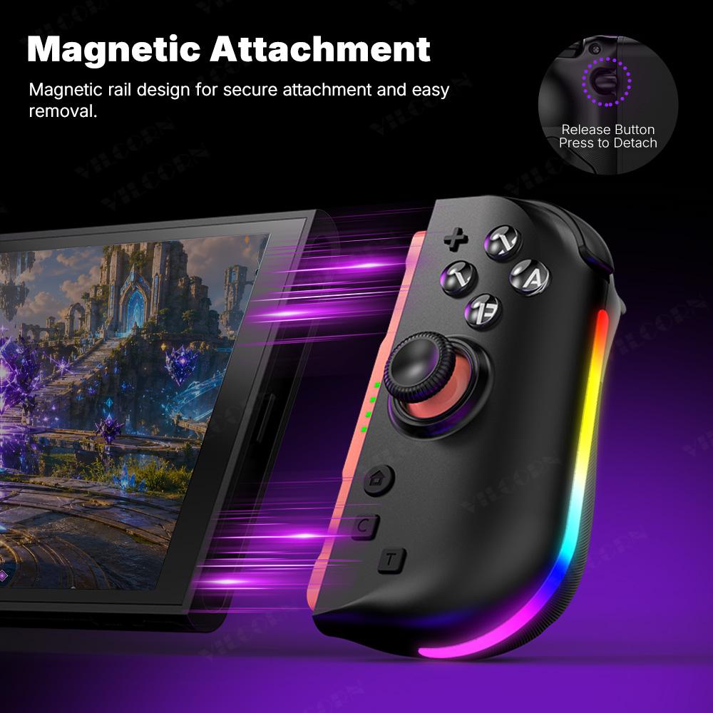 Беспроводной игровой контроллер для Switch2, 3D-джойстик на датчиках Холла, RGB-подсветка, Кнопки с функцией Turbo и Macro на задней панели, Пробуждение одной кнопкой