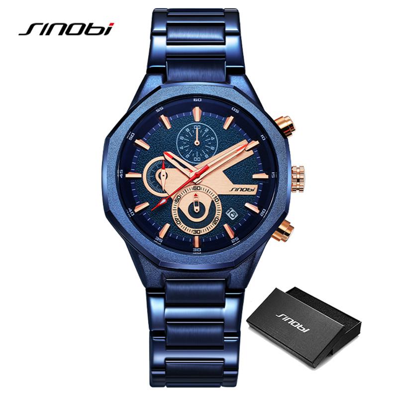 SINOBI Новый дизайн мужские часы с календарем модные стили мужские кварцевые наручные часы оригинальный хронограф мужские подарки часы