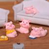 Miniatures Animal Pink Pig Landscape Ornaments Resin Cartoon PigCar Decoration  Ornaments Gift