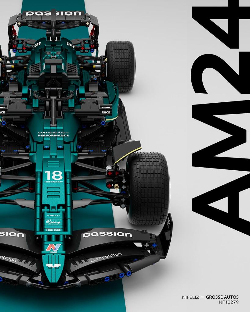 Nifeliz AM24 F1 Конструктор, 1:Коллекционная модель игрушка масштаба 8 для взрослых, подарок на день рождения, декор для дома или офиса (2,351 шт.)