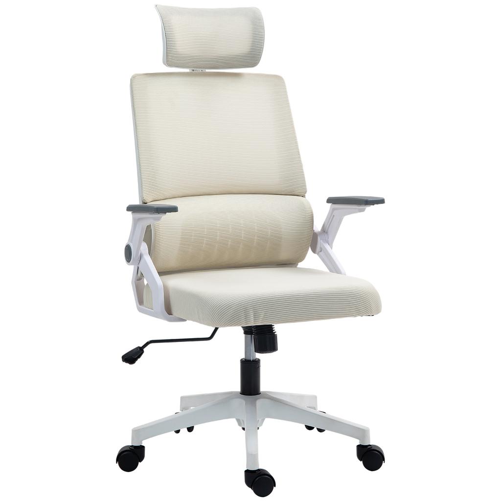 Office Chair Desk Chair, Height-Adjustable, 1 Headrest, 60 x 61 x 121.5 cm Beige