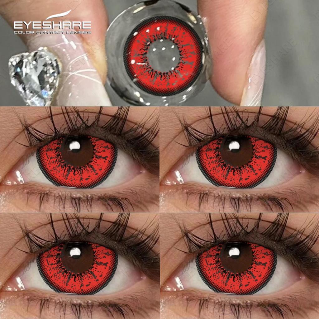 Eyeshare 1Pair Halloween Colored Contact Lenses for Eyes Lenses Red Eye Contacts Blue Eye Lens Cosplay Color Contact Lenses