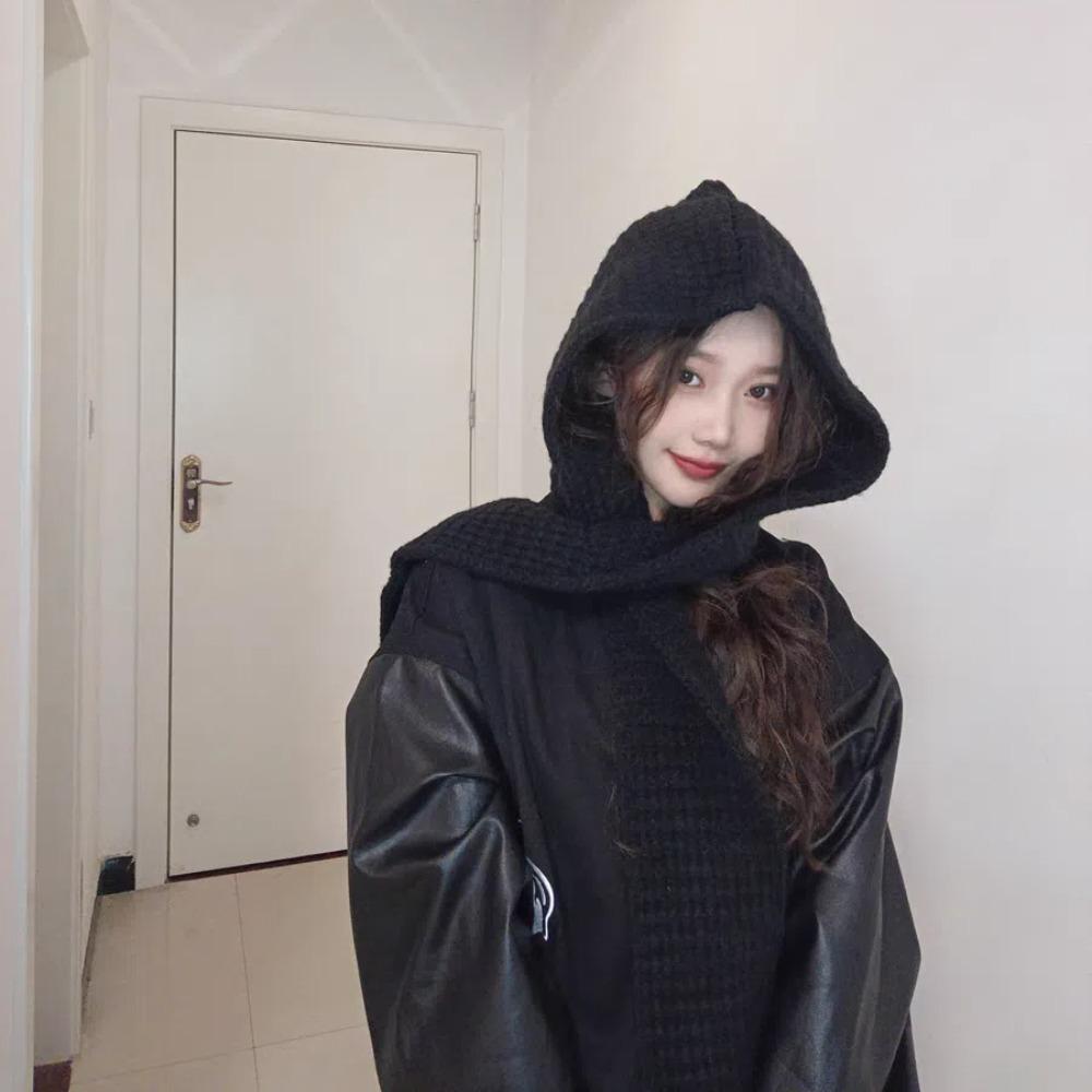 Triangular Knitted Hooded Caps Acrylic Fibres Winter Neckerchief Hat  School