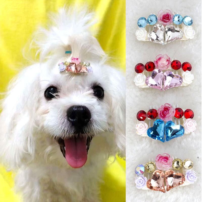 Rhinestone Pet Hair Clips for Dogs: Ideal for Yorkshire, Maltese & Shih Tzu