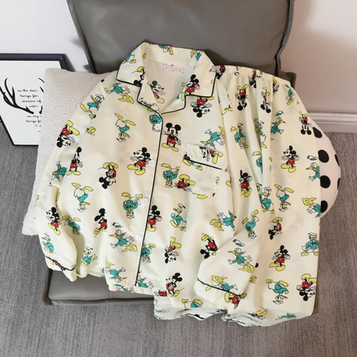 Милый кавайный комплект из двух частей с принтом «звезда, собака, письмо», Y2K, милая повседневная домашняя одежда, женская пижама, новая осенняя пижама с V-образным вырезом для женщин