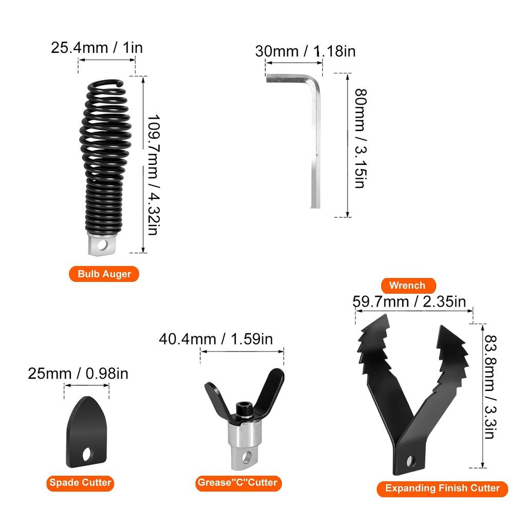 Набор для прочистки канализации с резаком и шнеком Насадка для дрели для прочистки канализации Нержавеющая сталь Практичный Многофункциональный для очистки труб