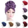 Beanie Hat Solid Color Large Flower Design Comfortable Warm No Brim Turban Cap Women Accessories