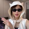 1×Cute Summer Fisherman Hat with Strap Trendy Qiuck Dry Cute Ear Design Sunshade Caps for Women Girl Summer Beach Fishing Hiking