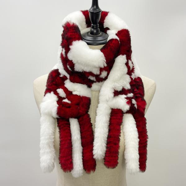 Шарф из натурального кроличьего меха, женские зимние теплые шали, модные клетчатые вязаные шарфы из натурального меха Bufanda, роскошный дизайнерский шарф