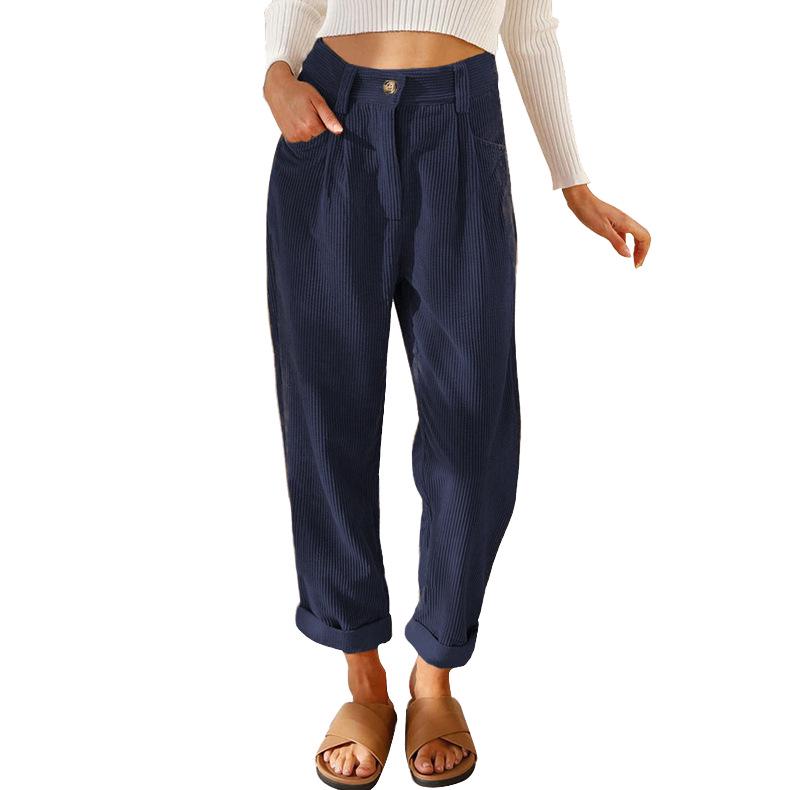 2025 Retro Corduroy Women's Harem Pants - European & American Spring/Autumn Style