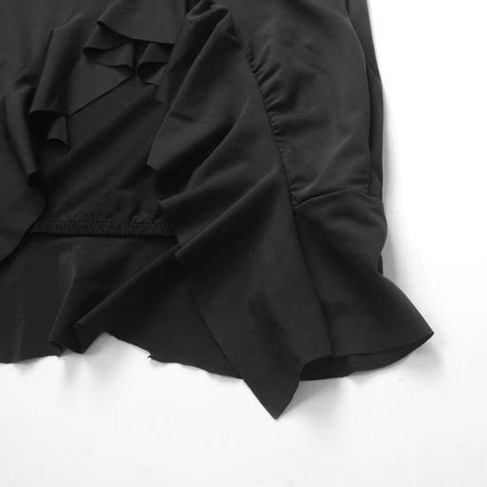 Summer Women Dress Irregular Ruffle Hem Low-cut V Neck Sleeveless Skinny Backless Spaghetti Strap Pleated High Waist Party Nightclub Dress