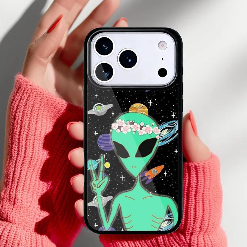 Эстетичный милый мультяшный инопланетный чехол для телефона iPhone 17 16 15 14 13 Pro Max Задняя крышка для 12 11 Pro Coque
