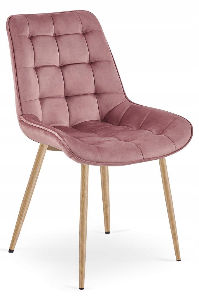 BERA chair - dark pink velvet / oak legs x 2